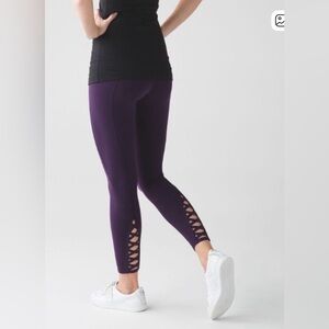 Lululemon High-Waisted Leggings with Cutout Details - Size 4